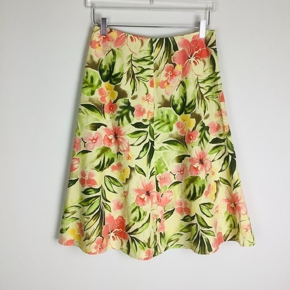 Peck & Peck Linen Silk Floral Skirt Sz 6 - Picture 11 of 11